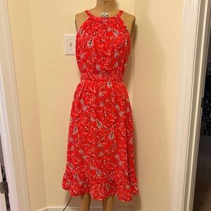 Collective Concepts Red Floral Halter Midi Dress